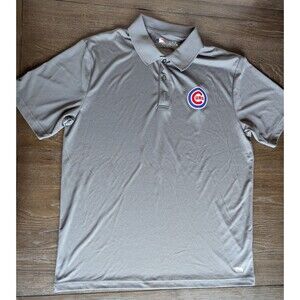 Official MLB Chicago Cubs Polo Shirt Mens XL Gray TX3 Cool Lightweight Stretch
